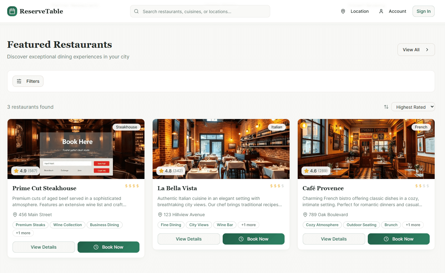 Restaurant Booking System